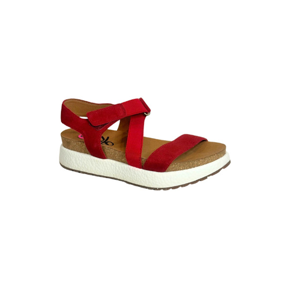 OTBT Sierra Sandals Wedge Platform Leather/Textile Red Women’s Size 8M - Picture 1 of 8